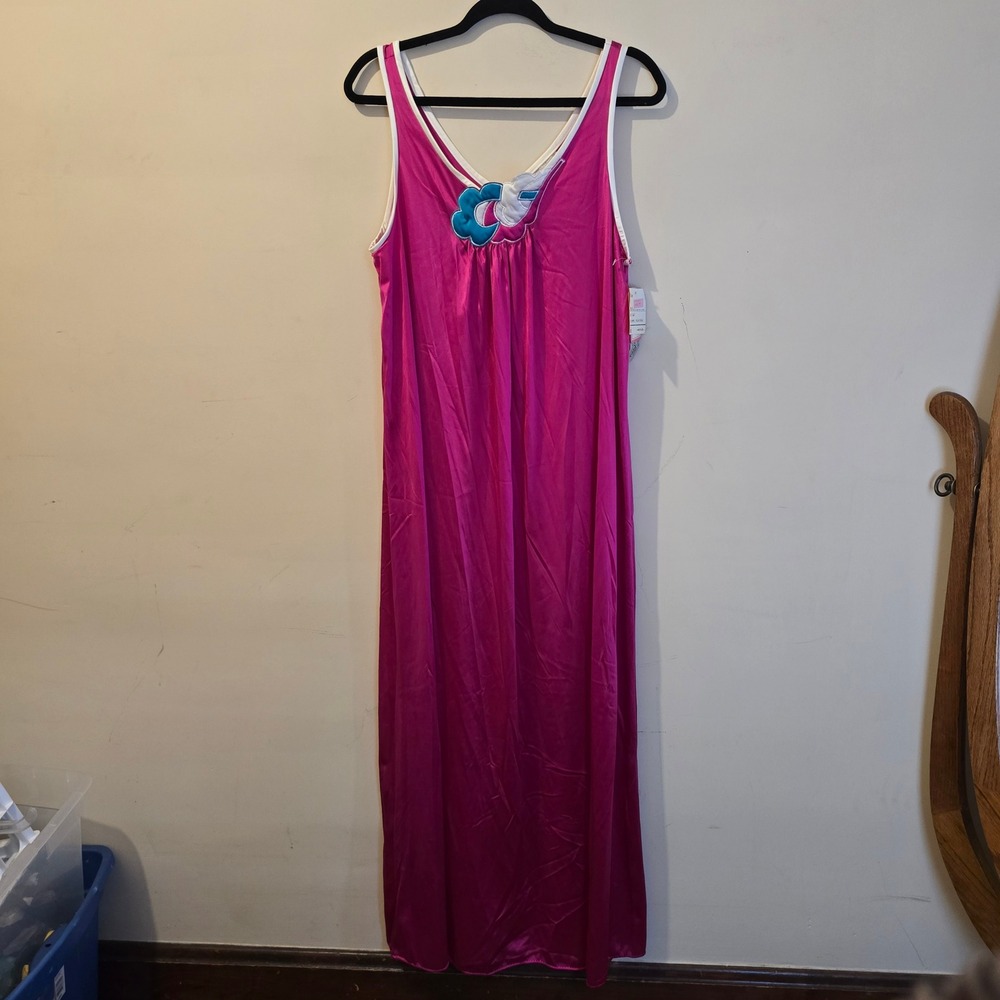 Vintage 80s Collectibles JCPenney Gown Womens M Pink Antron Nylon Sleepwear Maxi